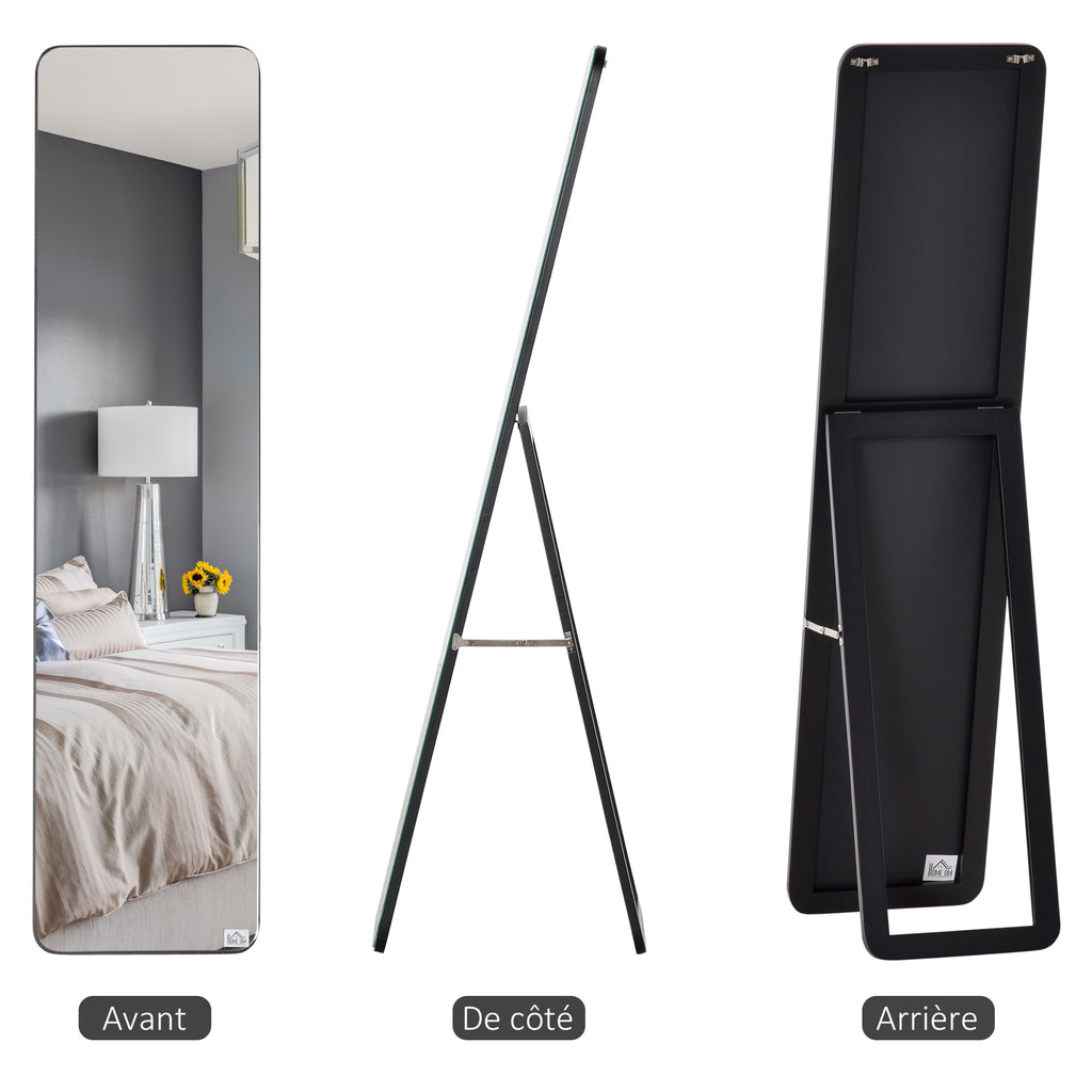 Miroir sur Pied et Mural rectangulaire dim. 37L x 43l x 156H cm MDF Aspect Noir-3