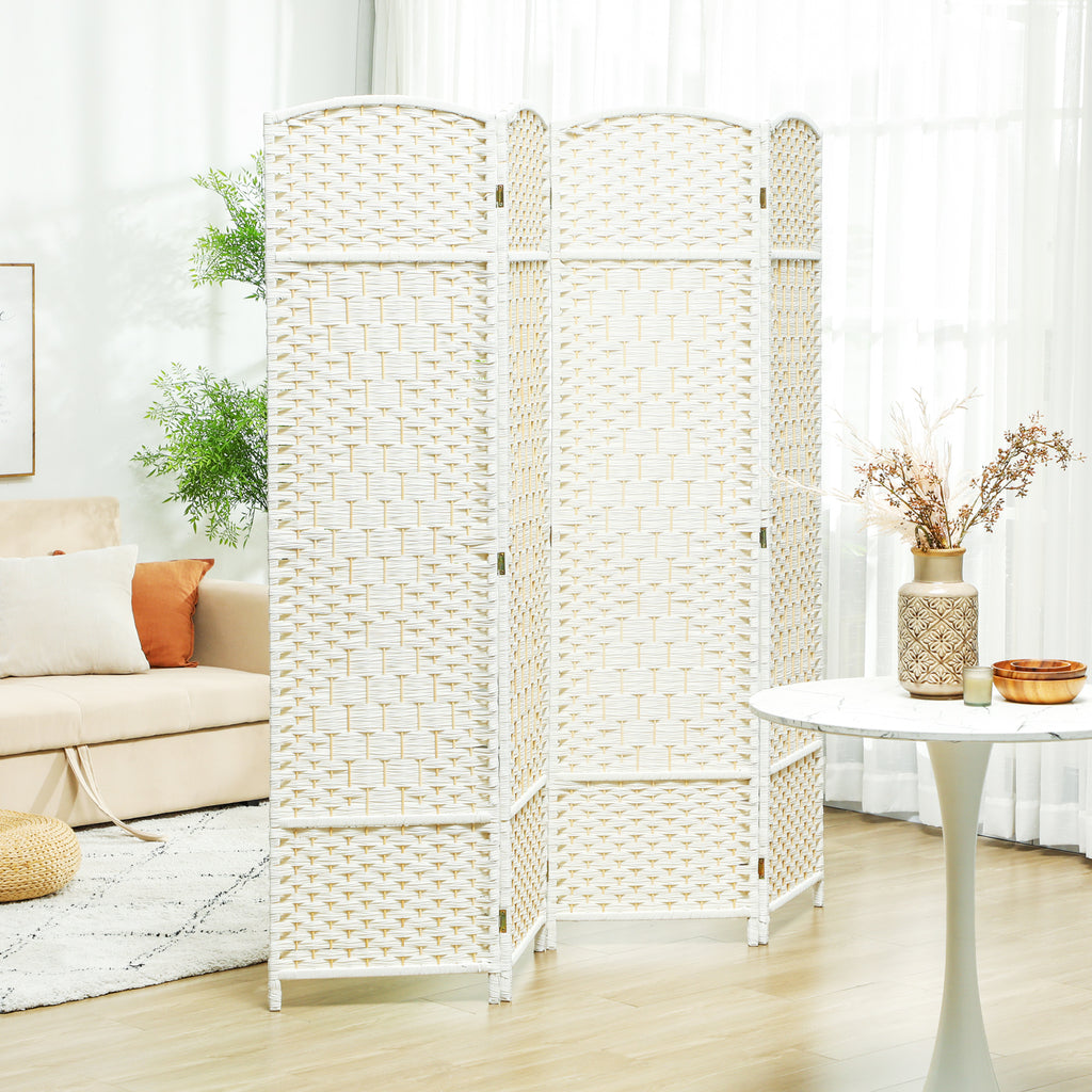Paravent intérieur en bois 4 panneaux séparateur de pièce pliable pour salon chambre 180 x 180 cm blanc-1