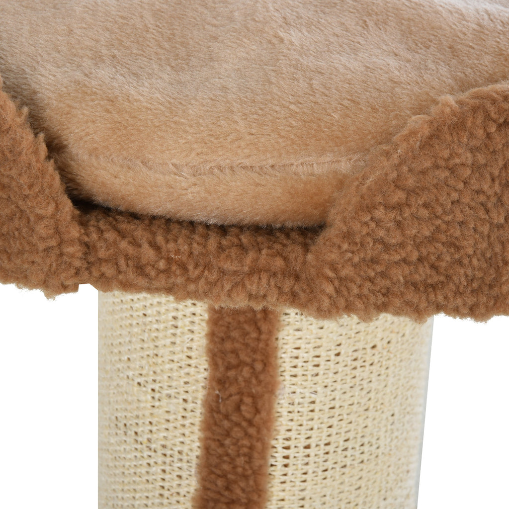 Arbre à chat avec griffoir centre d'activités 2 plateformes coussin marron clair-8