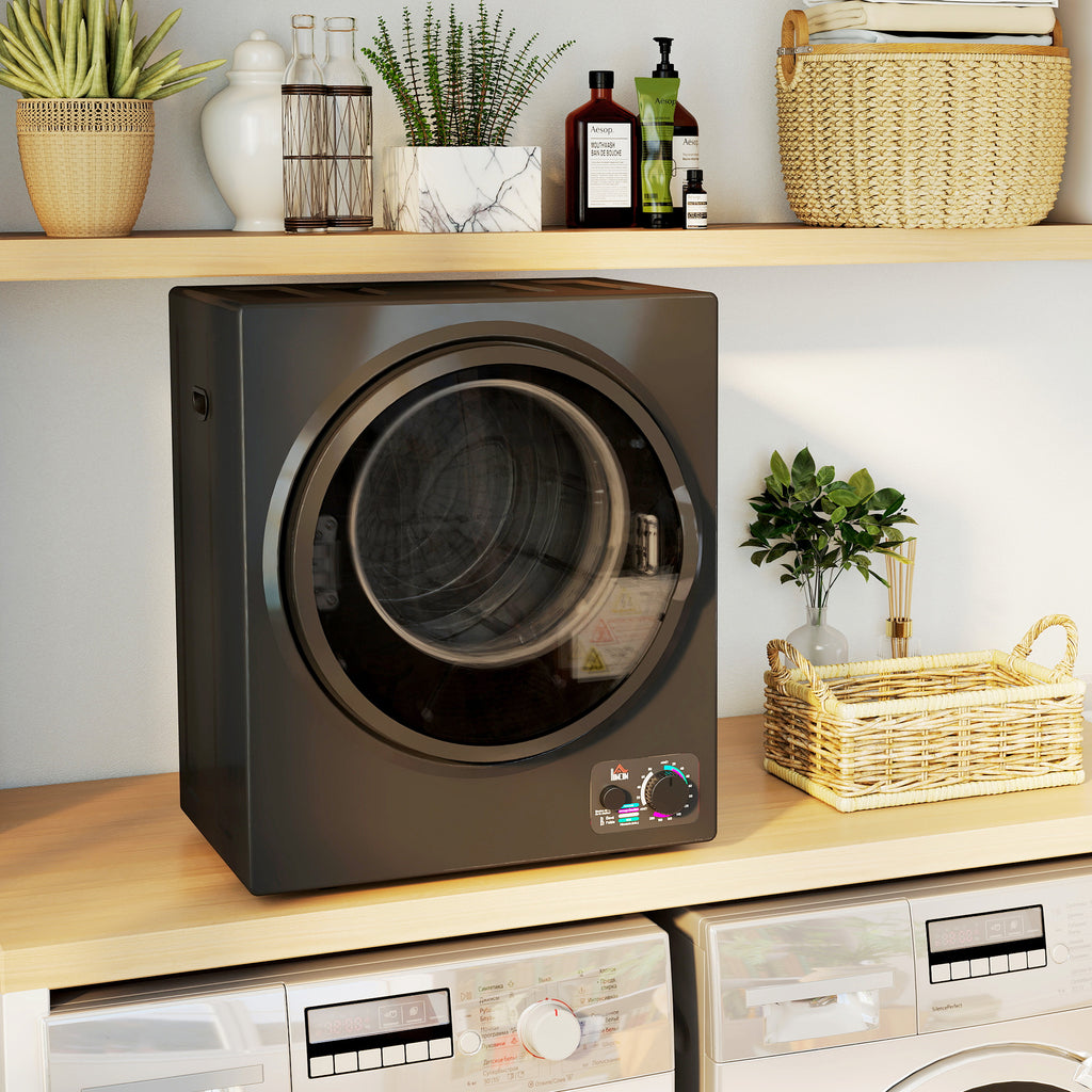 Sèche-linge électrique portable 850W, capacité 33L 4 modes de fonctionnement, acier inoxydable, 49 x 40,5 x 60 cm, noir-8