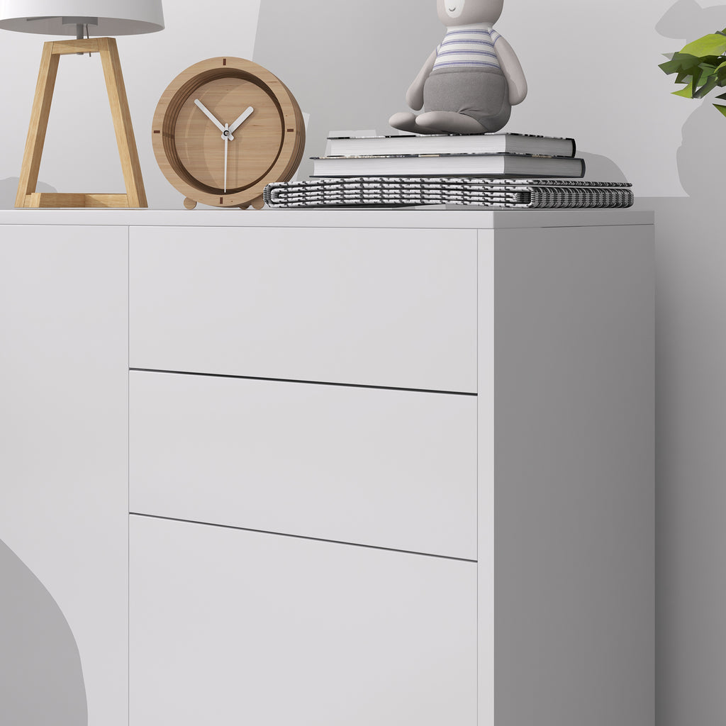 Commode Buffet Meuble de Rangement 2 tiroirs 2 Portes avec étagère 79 x 36 x 74 cm Blanc brillant-7