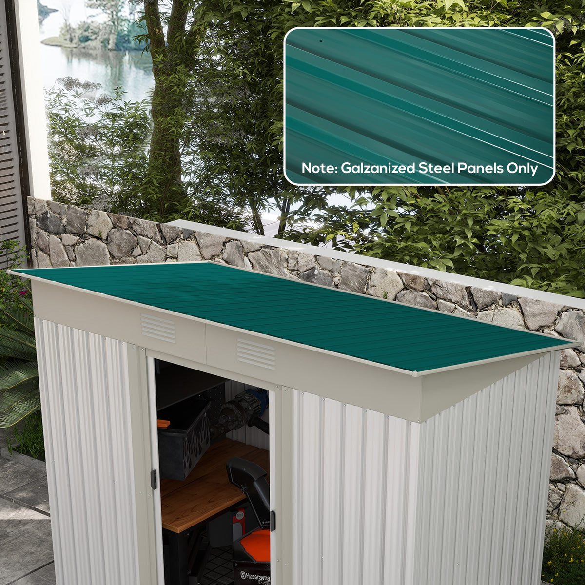Lot de 12 panneaux en acier galvanisé Résistant aux Intempéries, vert, dim. d'un panneau 129L x 45l cm-1