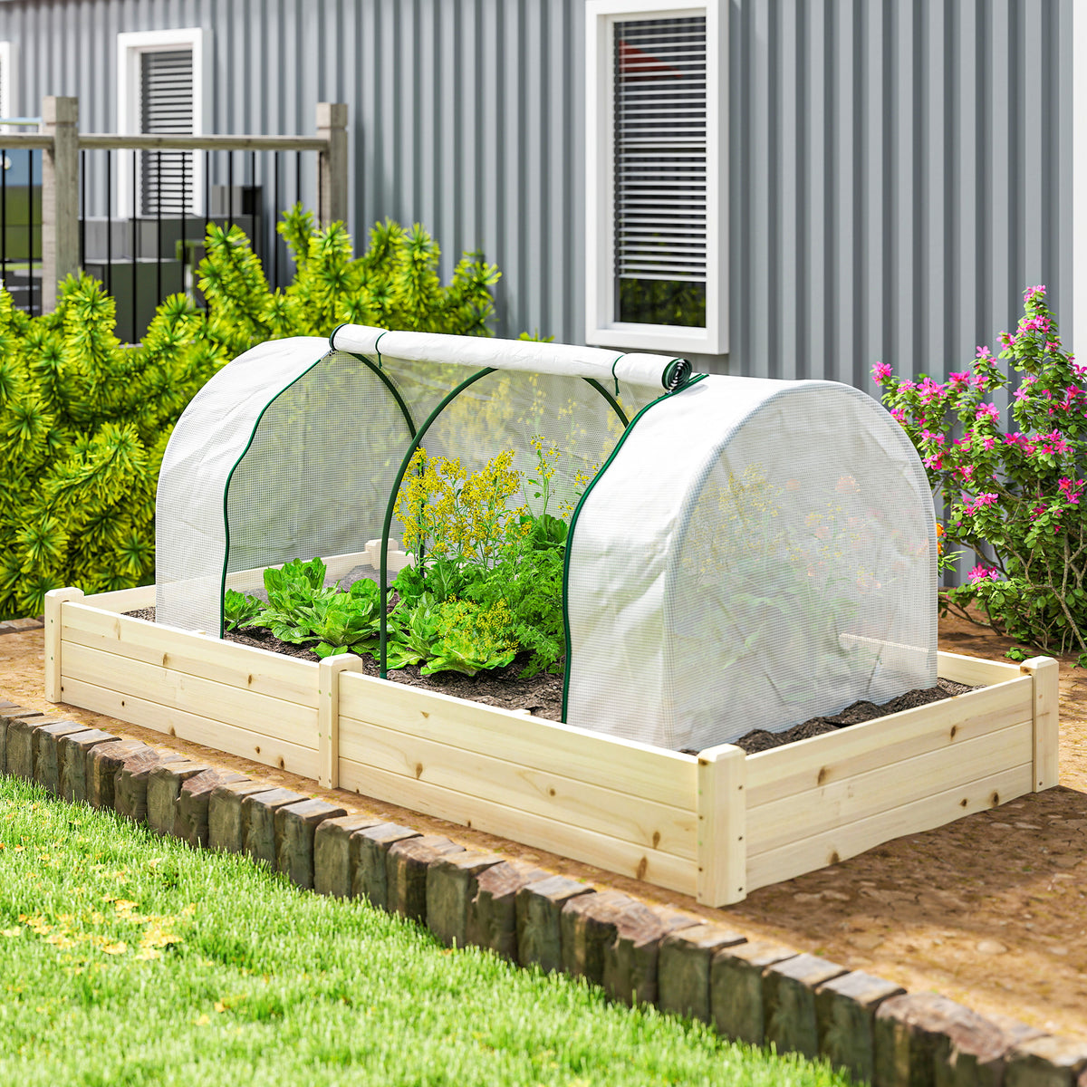 Serre de jardin mini serre serre à tomates 2 x 1 x 0,8 m porte zippée bâche PE acier blanc-8