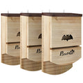 Lot de 3 Nichoirs Chauve Souris en Bois abri à chauves-souris avec Plateforme Rainurée 23 x 9,5 x 36,5 cm bois naturel-0