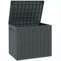Coffre de rangement extérieur 97L avec poignées encastrées, malle de rangement extérieur étanche 56x41x50cm, gris foncé-0