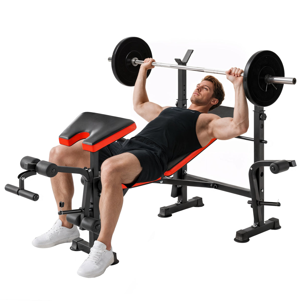 Banc de musculation Fitness entrainement complet avec support d'haltères dossier réglable acier 175 x 139 x 127 cm noir-0