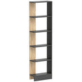 Bibliothèque Étagère de Rangement avec 5 Compartiments Ouverts 45 x 21 x 170 cm Noir et Chêne-0