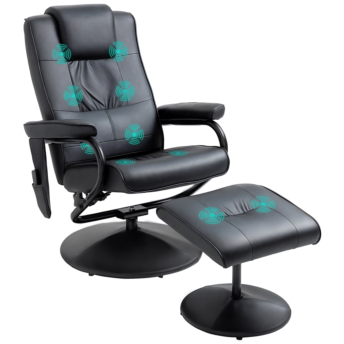 Fauteuil de Massage et Relaxation électrique pivotant inclinable avec Repose-Pied revêtement synthétique Noir-0