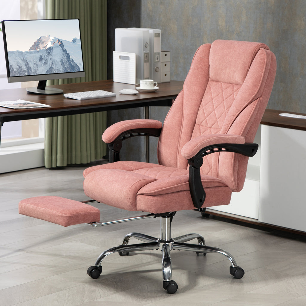 Fauteuil de bureau massant et chauffant hauteur réglable dossier inclinable télécommande repose-pieds rétractable rose-9