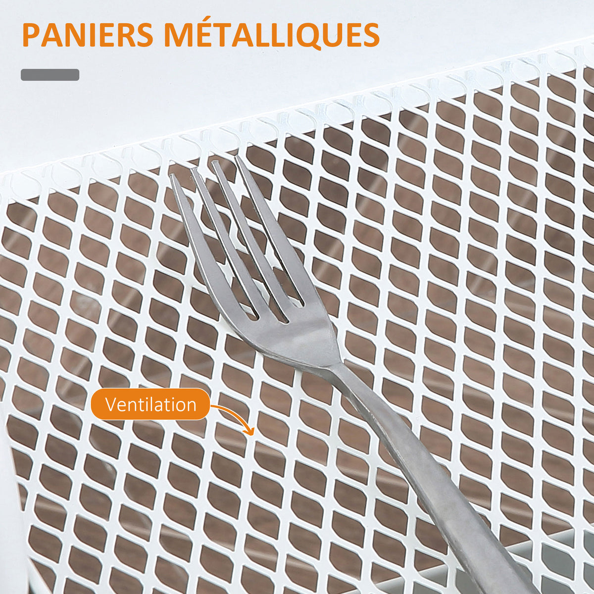 Desserte de cuisine chariot de service 2 étagères tiroir plateau aspect bois clair acier PP blanc-4