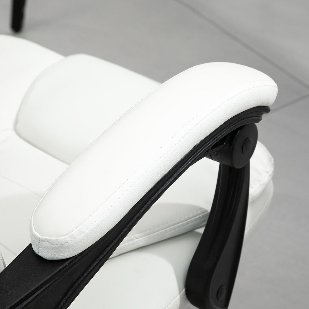 Fauteuil de Bureau Massant 7 Points, Chaise de Bureau Ergonomique avec Repose-pieds Rétractable, Dossier Inclinable 155°, Hauteur Réglable, Pivotant à 360°, télécommande Filaire, Blanc-8