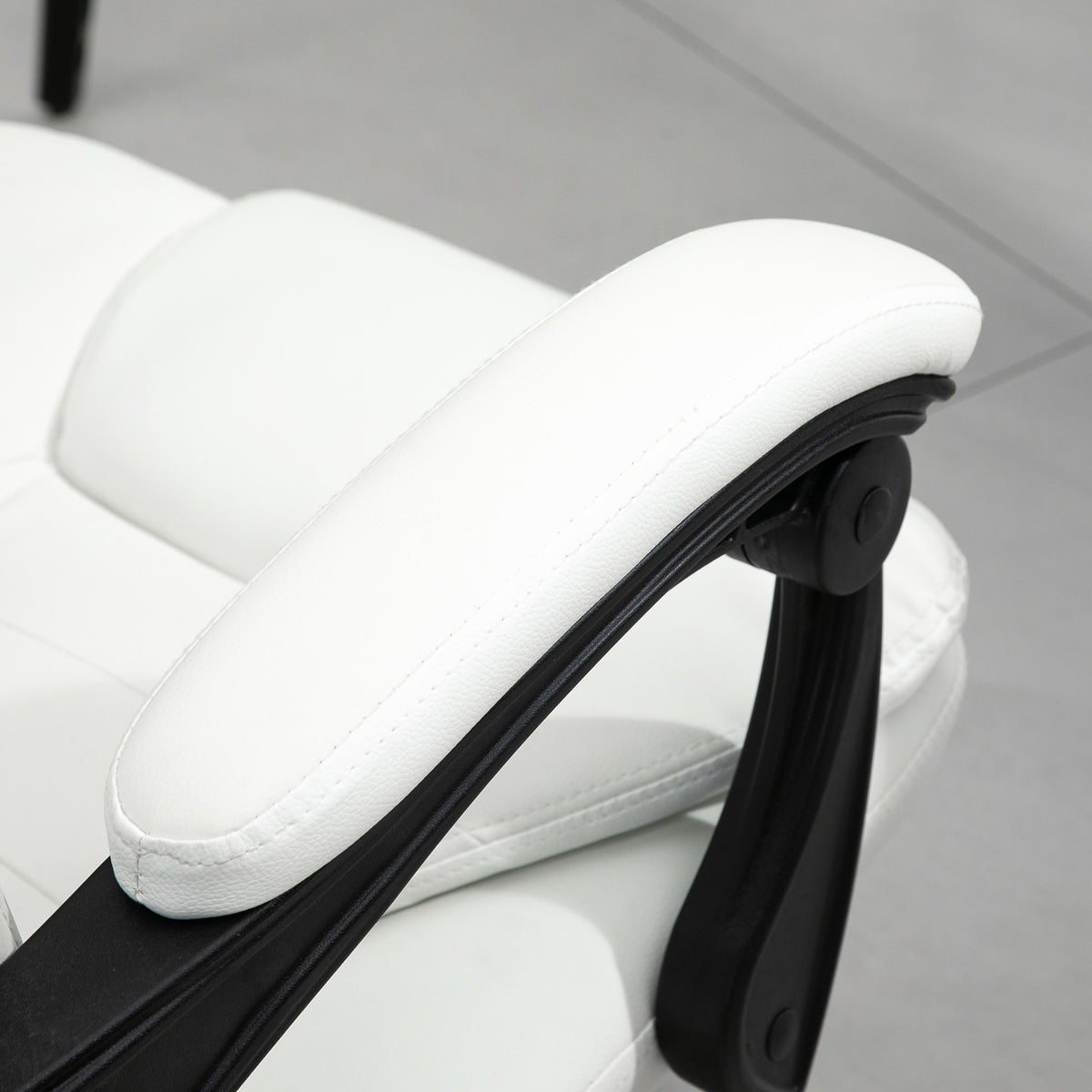 Fauteuil de Bureau Massant 7 Points, Chaise de Bureau Ergonomique avec Repose-pieds Rétractable, Dossier Inclinable 155°, Hauteur Réglable, Pivotant à 360°, télécommande Filaire, Blanc-8