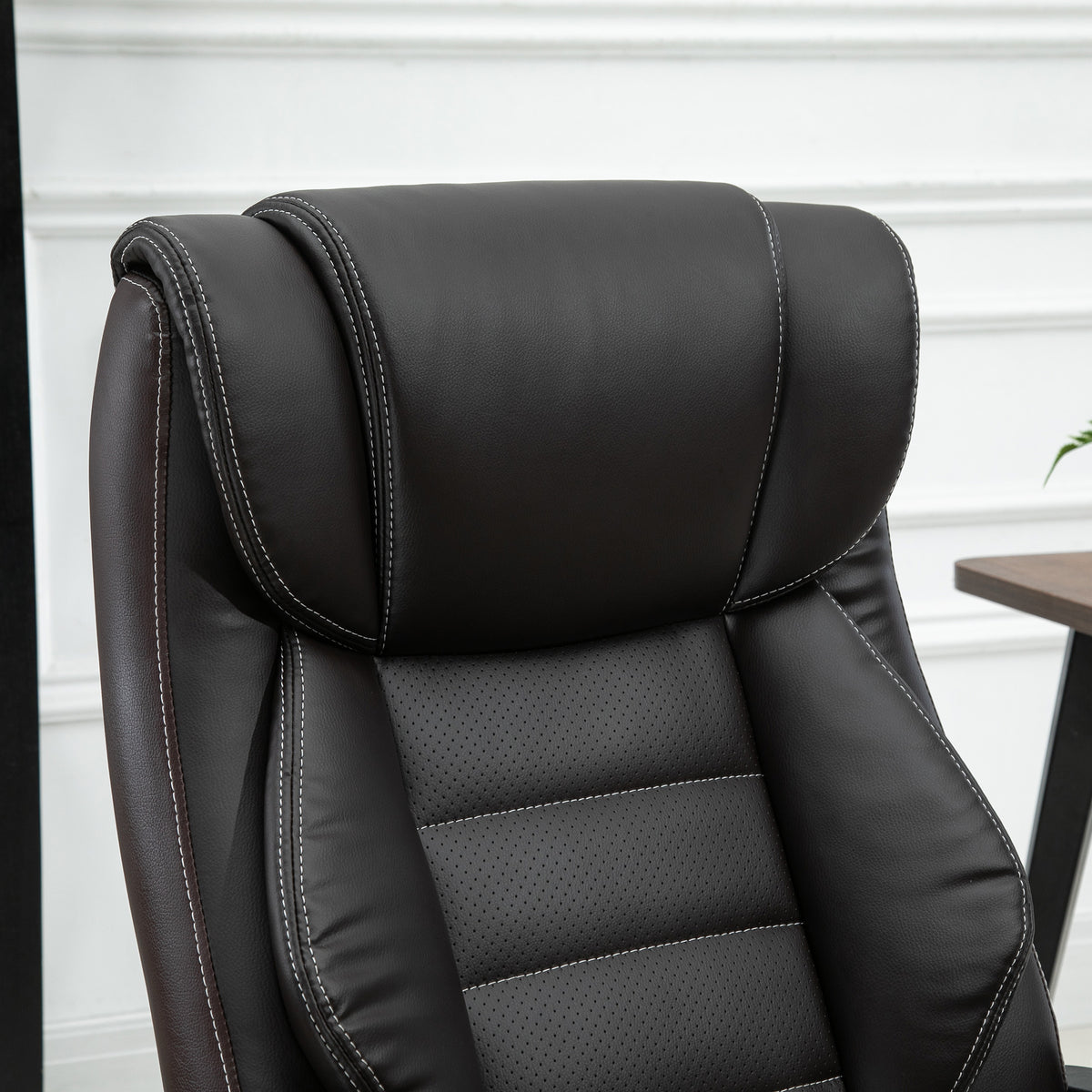 Fauteuil de bureau massant  fauteuil bureau ergonomique grand confort hauteur réglable fonction dossier à bascule revêtement synthétique noir-8