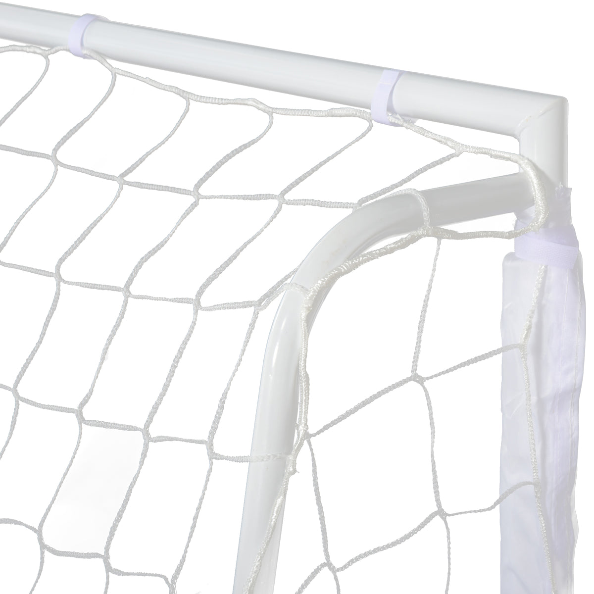 Lot de 2 buts de football - cage de foot - but d'entrainement - châssis métal filet PE - piquets & outil inclus - blanc-7