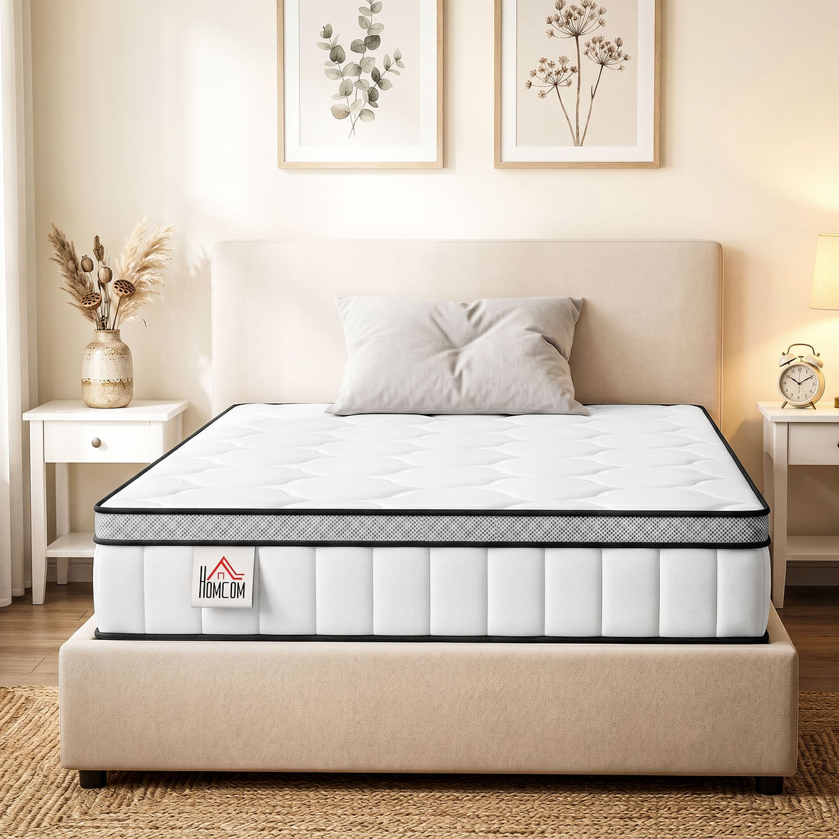 Matelas 90 x 190 cm, 20cm d'épaisseur, matelas à ressorts ensachés 7 zones mousse à mémoire forme au gel rafraîchissant-1