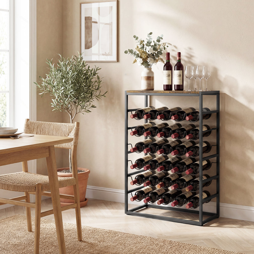 Casier à bouteilles pour 30 bouteilles, étagère à vin avec 6 niveaux, style industriel, 59x30x88,5cm, brun rustique-8