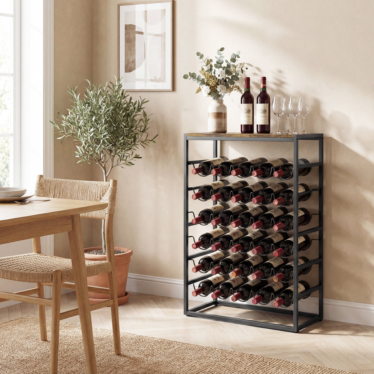 Casier à bouteilles pour 30 bouteilles, étagère à vin avec 6 niveaux, style industriel, 59x30x88,5cm, brun rustique-8