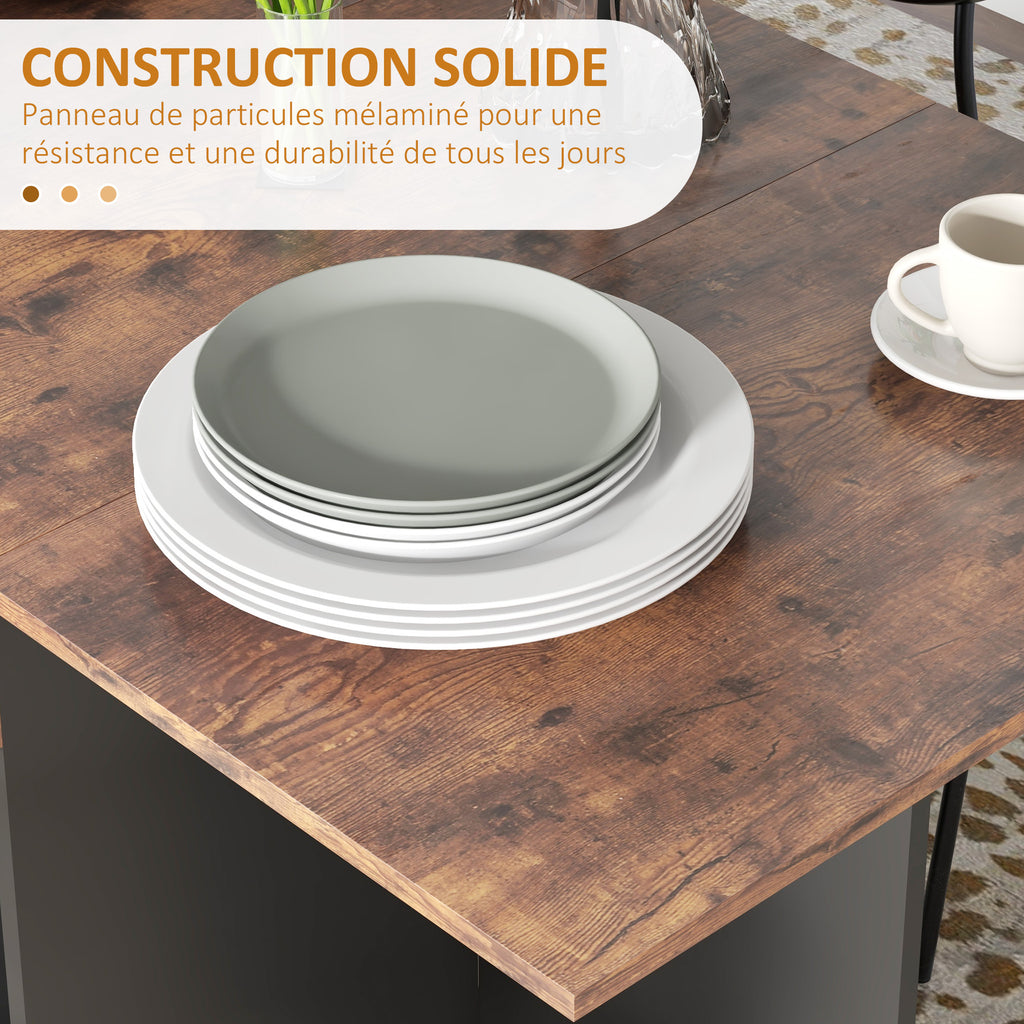 Table à manger pliante table de cuisine extensible pour 2 à 4 personnes 2 abattants 120 x 72 x 75 cm rustique et noir-6