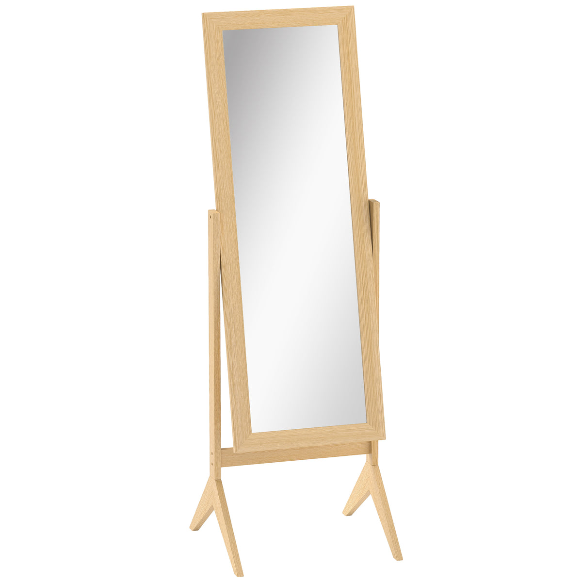 Miroir en pied grand miroir de sol inclinaison réglable pour dressing chambre 47 x 46 x 148 cm en chêne-0