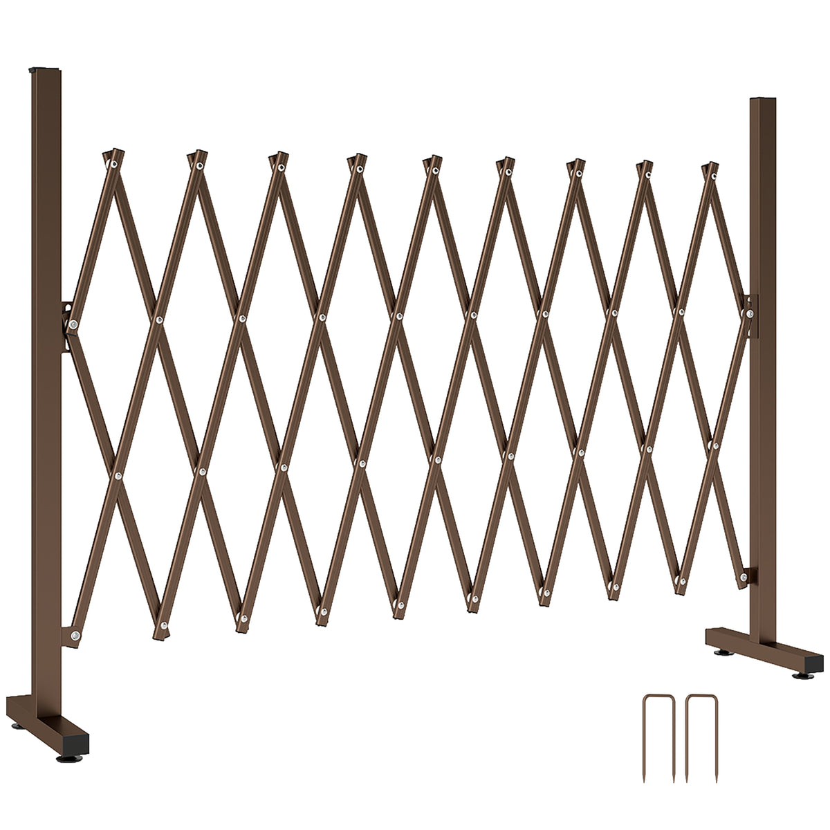 Barrière Extensible rétractable barrière de sécurité 250L x 31l x 104H cm alu métal Chocolat-0