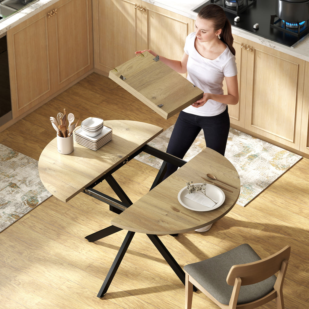 Table à manger extensible ovale pour 4 à 6 personnes, table de cuisine avec rallonge 100-135 cm, effet bois naturel-7