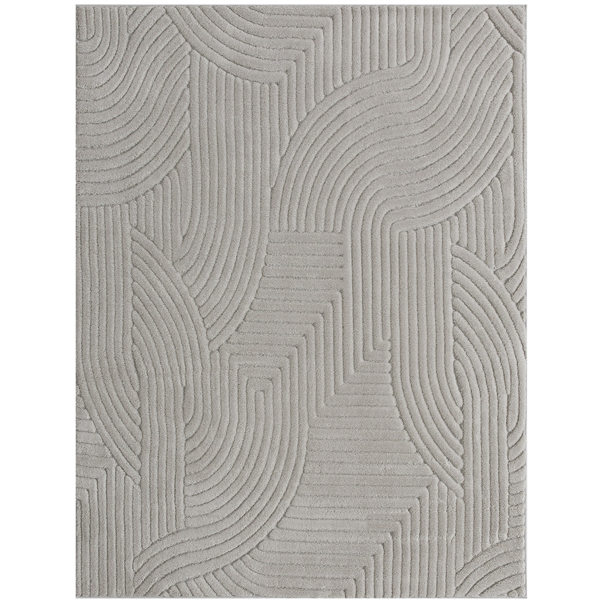 Tapis salon 230 x 160 cm, tapis à poils épais géométrique, moelleux et antidérapant, gris-0