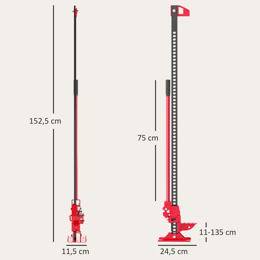 Cric farm jack tout-terrain ATV 4x4, cric pour voiture véhicule charge max. 3000 kg, hauteur de levage 11-135 cm, rouge-2