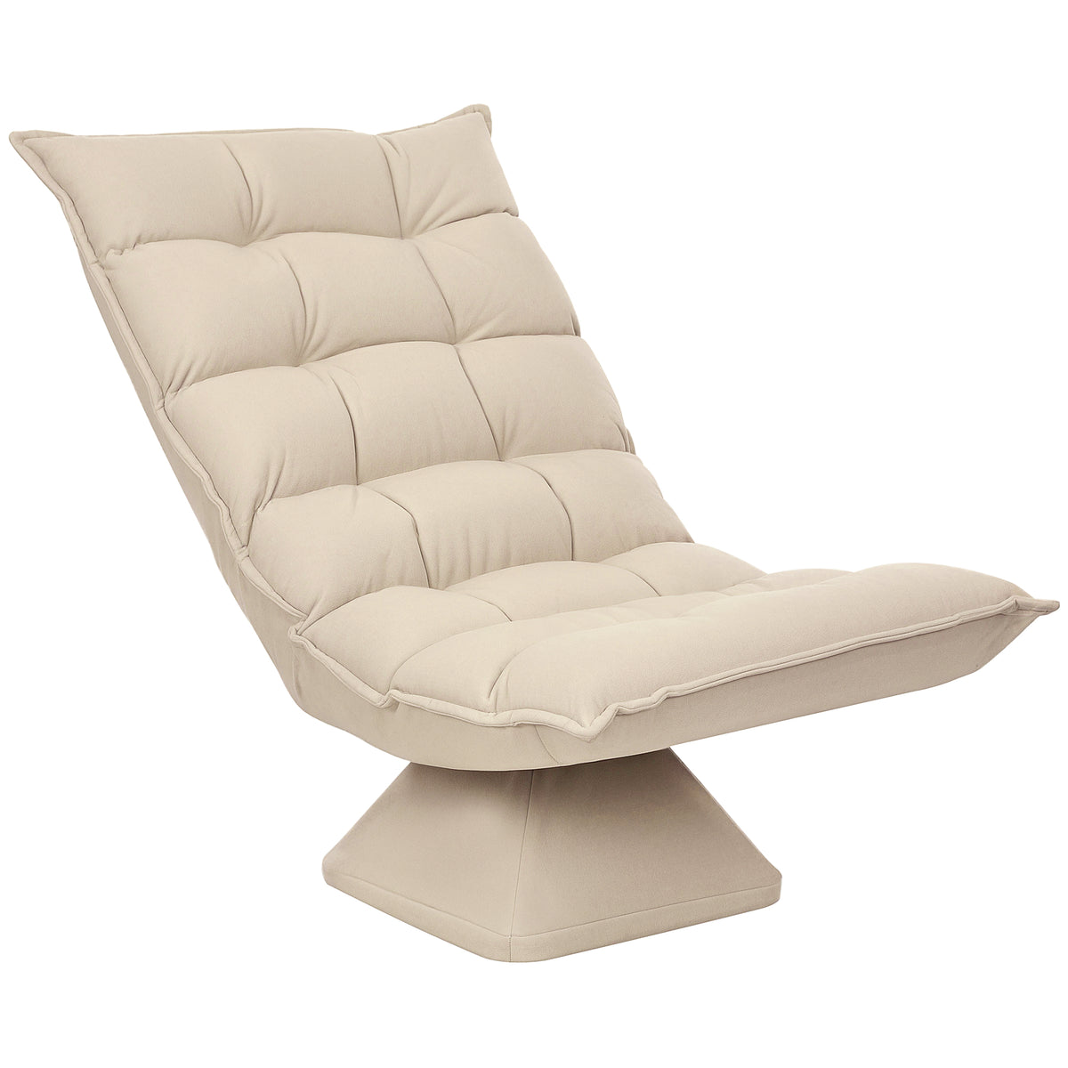 Fauteuil de sol paresseux fauteuil relax design capitonné inclinaison dossier réglable pivotant 360° revêtement lin beige-0