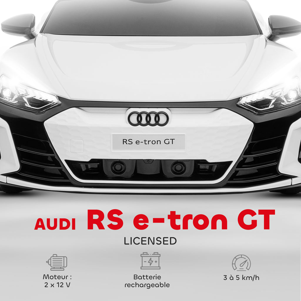 Voiture électrique enfant 12 V - véhicule électrique avec télécommande parentale fournie - V. Max. 5 Km/h - effets sonores, lumineux - Audi RS E-tron GT blanc-3