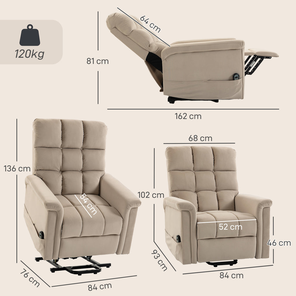 Fauteuil Releveur Électrique, Fauteuil Relax Électrique en Velours avec Dossier Inclinable, Télécommande, Marron-2