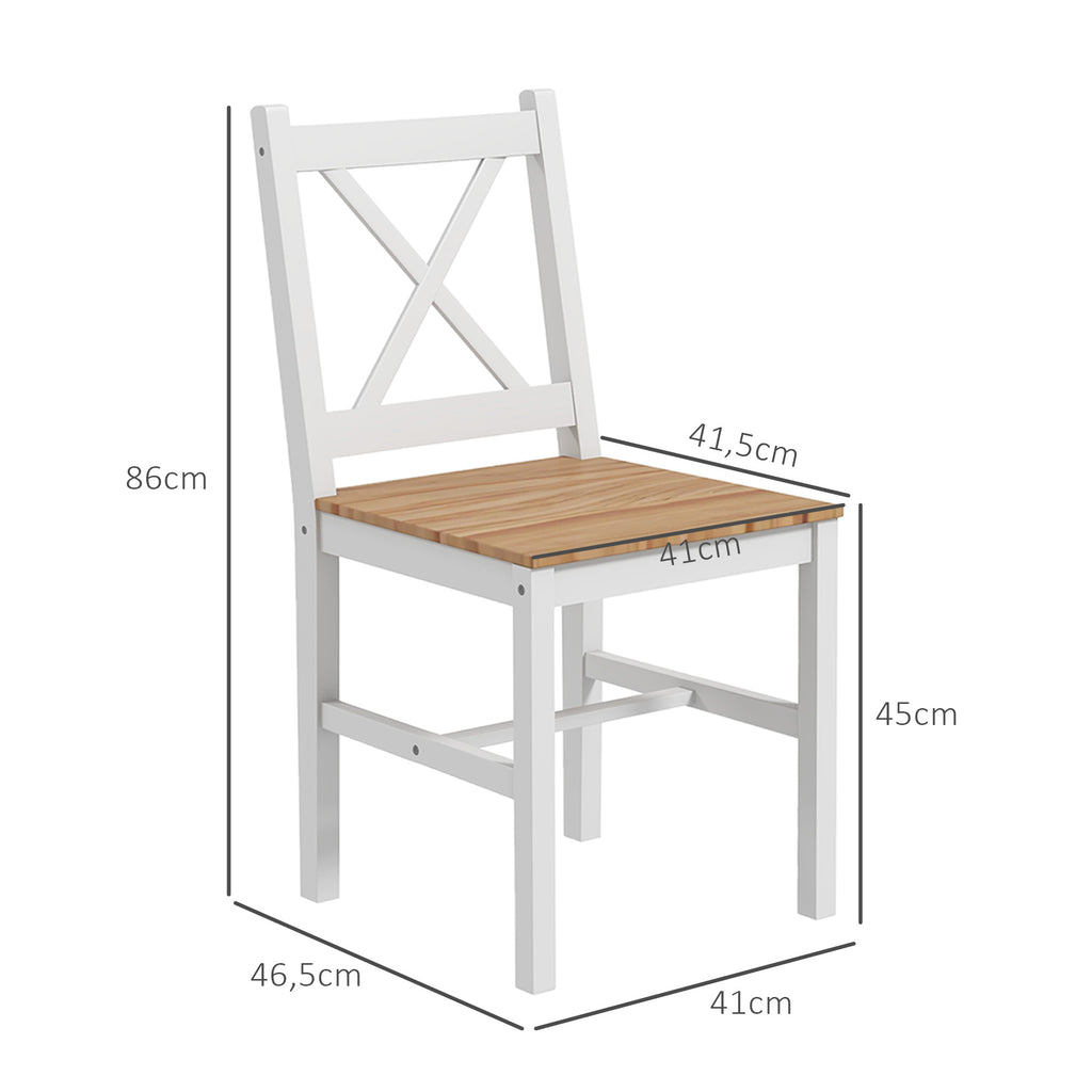 Lot de 4 chaises design style maison de campagne, cadre blanc – Parfaites pour salle à manger, cuisine ou salon-2