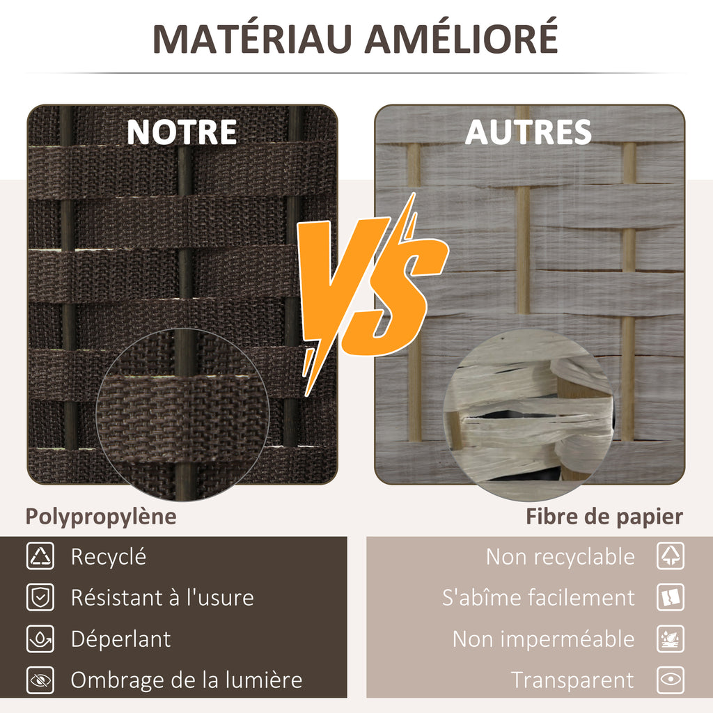 Paravent interieur en bois 6 panneaux 240 x 170 cm séparateur de pièce pliable pour salon, chambre à coucher, naturel-3