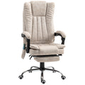 Fauteuil de bureau massant et chauffant avec hauteur réglable, dossier inclinable, repose-pied et télécommande, crème-0