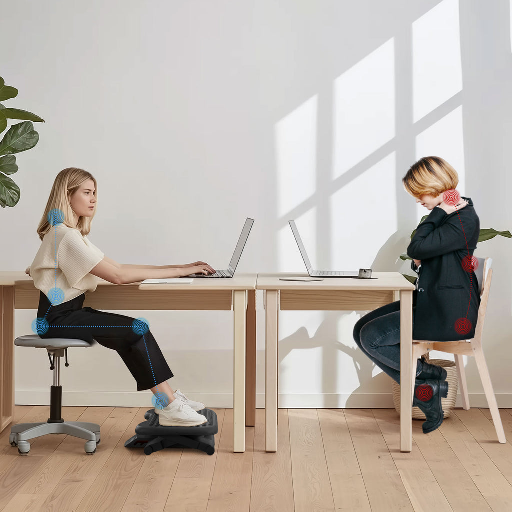 Repose-pieds ergonomique de bureau hauteur et inclinaison réglables 46 x 35 cm noir-6