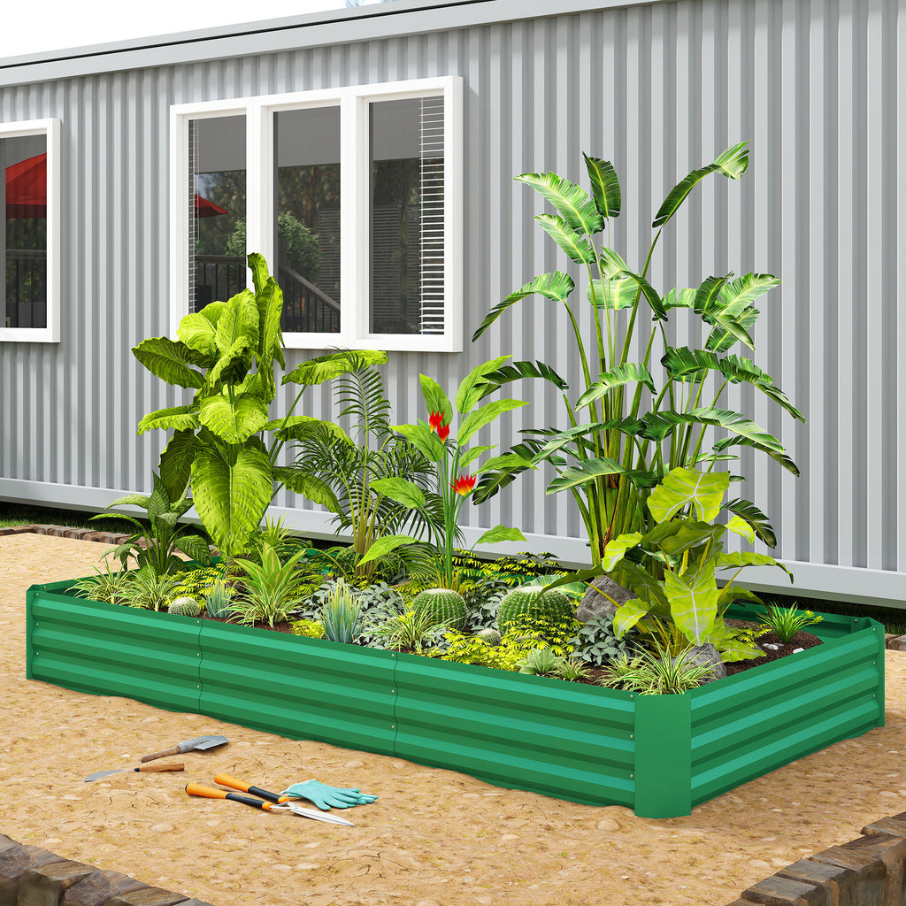 Jardinière extérieure carré potager galvanisée avec bordure de sécurité et fond ouvert 240 x 120 x 30 cm vert-7