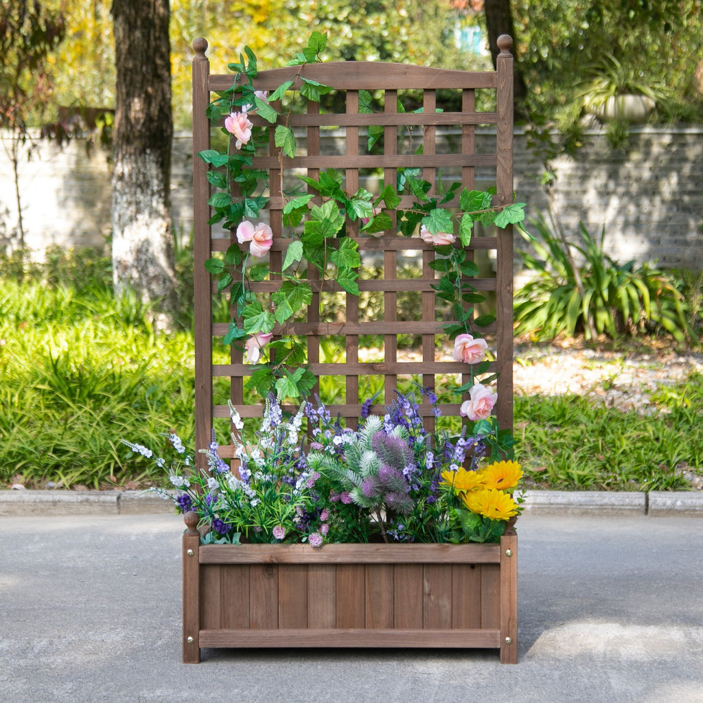 Jardinière avec Treillis - bac à Fleurs - jardinière sur Pied - 64L x 28l x 120H cm Inserts d'irrigation-8