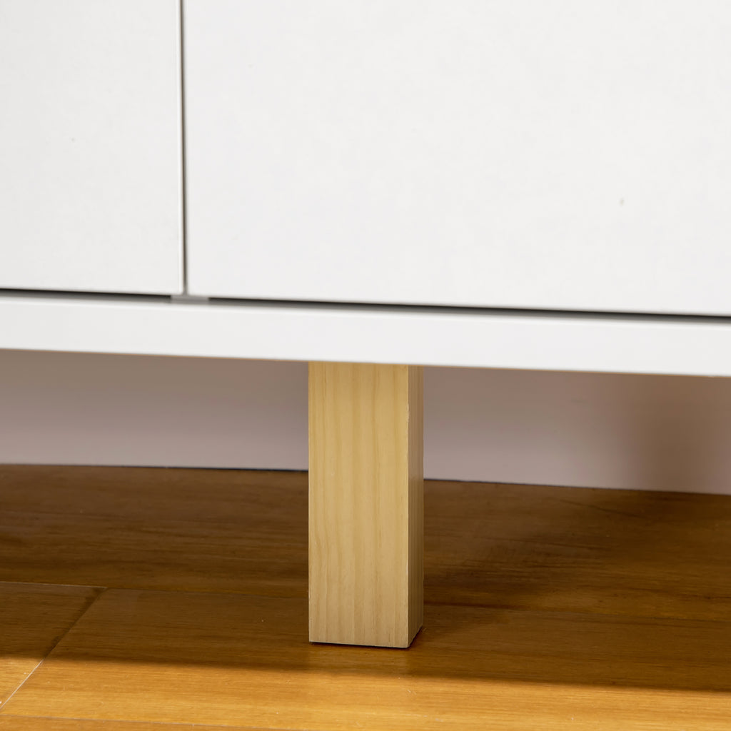 Commode 6 tiroirs meuble de rangement 5 pieds biseautés en bois  120 x 40 x 76 cm blanc-8