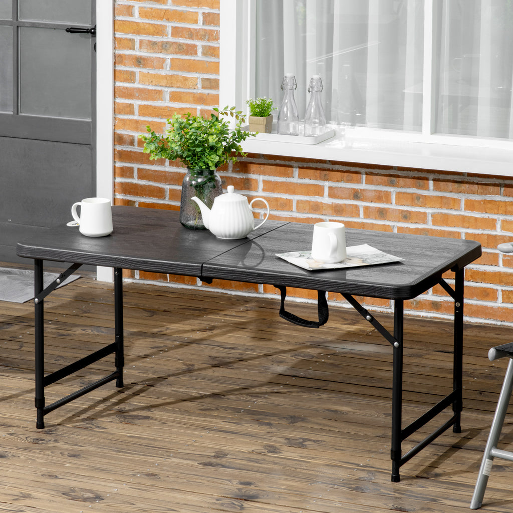 Table de jardin rectangulaire pliable camping pour 4 personnes hauteur réglable 118 x 60 x 74 cm-1
