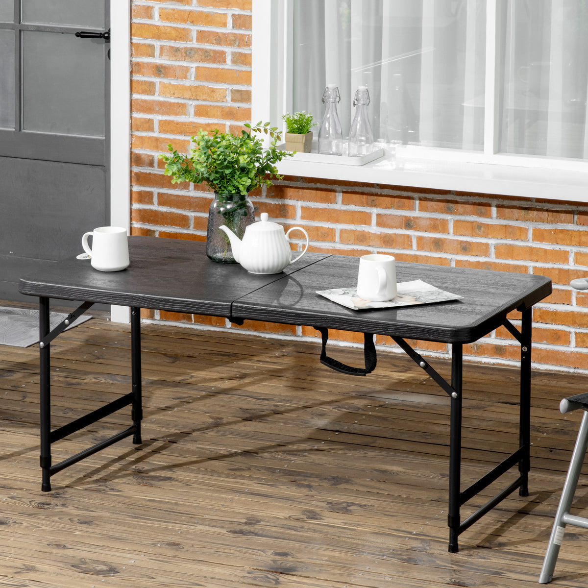 Table de jardin rectangulaire pliable camping pour 4 personnes hauteur réglable 118 x 60 x 74 cm-1