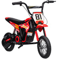 Moto électrique enfants 24V, moteur 250W, vitesse 6,4-16 km/h, pour enfants 8-12 ans, suspension arrière, rouge-0