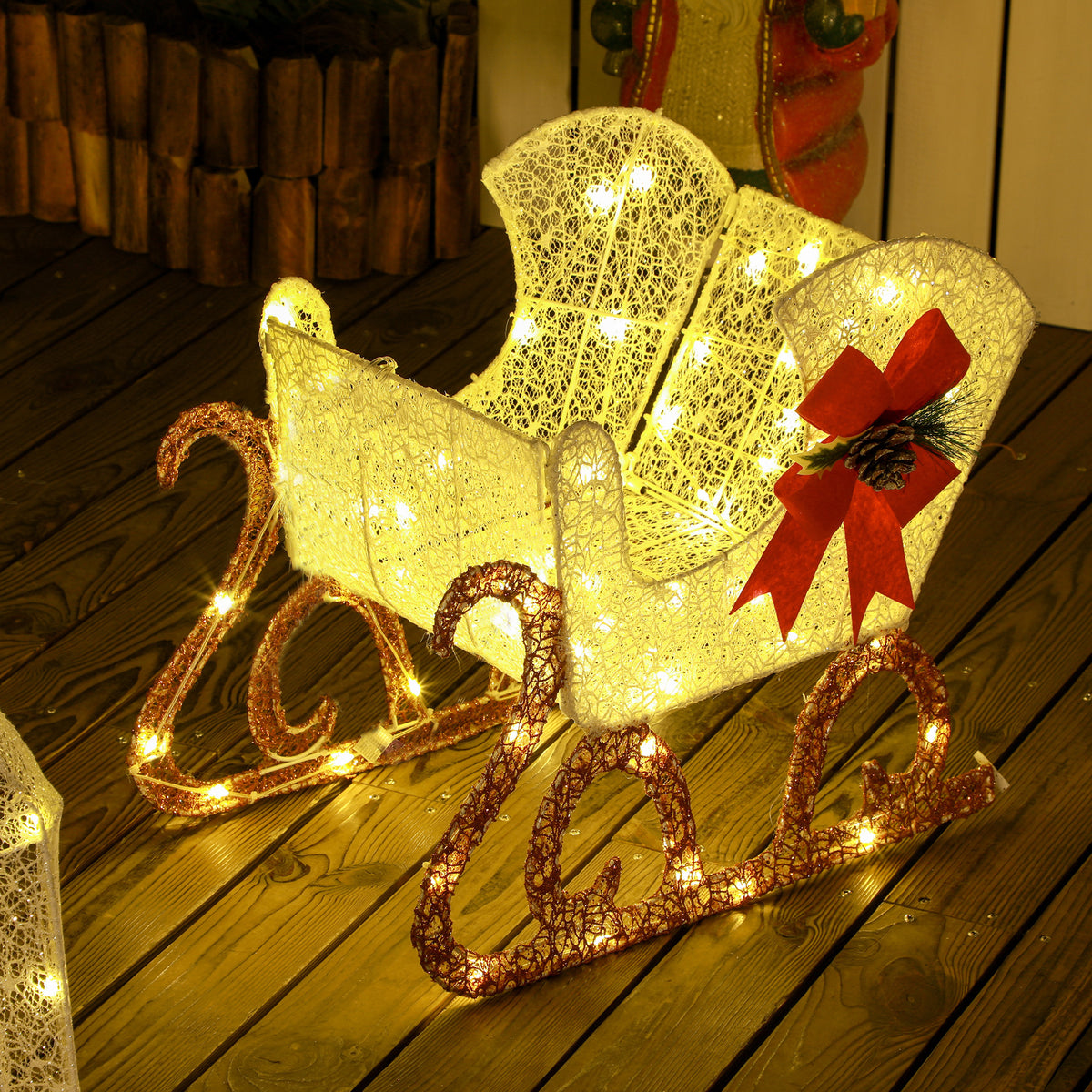 Renne et traîneau lumineux de Noël avec 170 LED blanc chaud, décoration de Noël pour intérieur et extérieur, 50x29x42cm-6