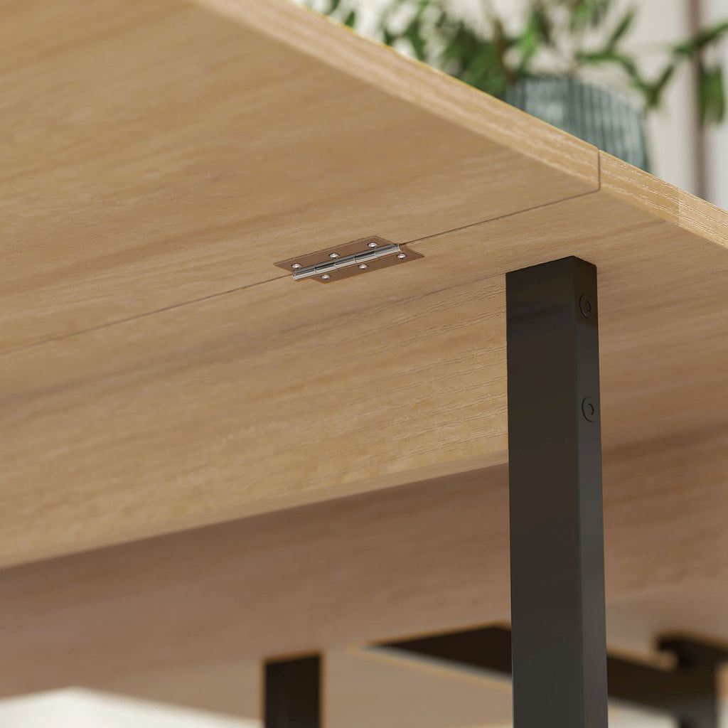 Table à manger pliante sur roulettes 4 personnes avec compartiments ouverts, pour petits espaces, salle à manger, chêne-8