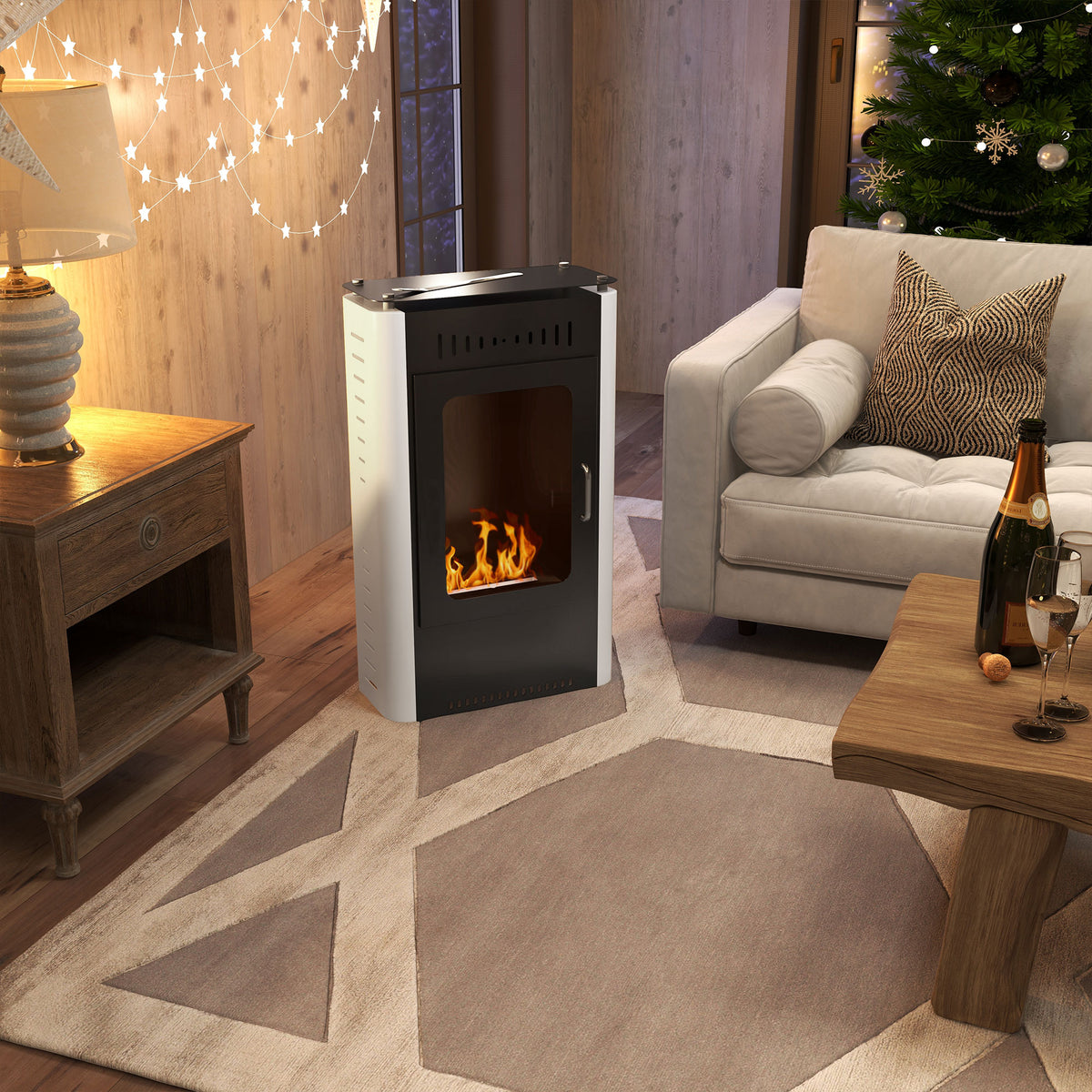 Cheminée poêle à éthanol avec réservoir 1,2L 3h de durée de combustion couverture 20 à 25 m² 50 x 27 x 82 cm noir-1