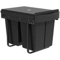 Poubelle sous évier coulissante, poubelle de tri sélectif, 2 x 20L, seaux intérieurs amovibles, 52 x 33,5 x 41 cm, noir-0