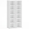Lot de 2 étagères colonnes armoire de rangement CD-DVD 12 compartiments 21 x 22,5 x 88,5 cm capacité 204 CD blanc-0