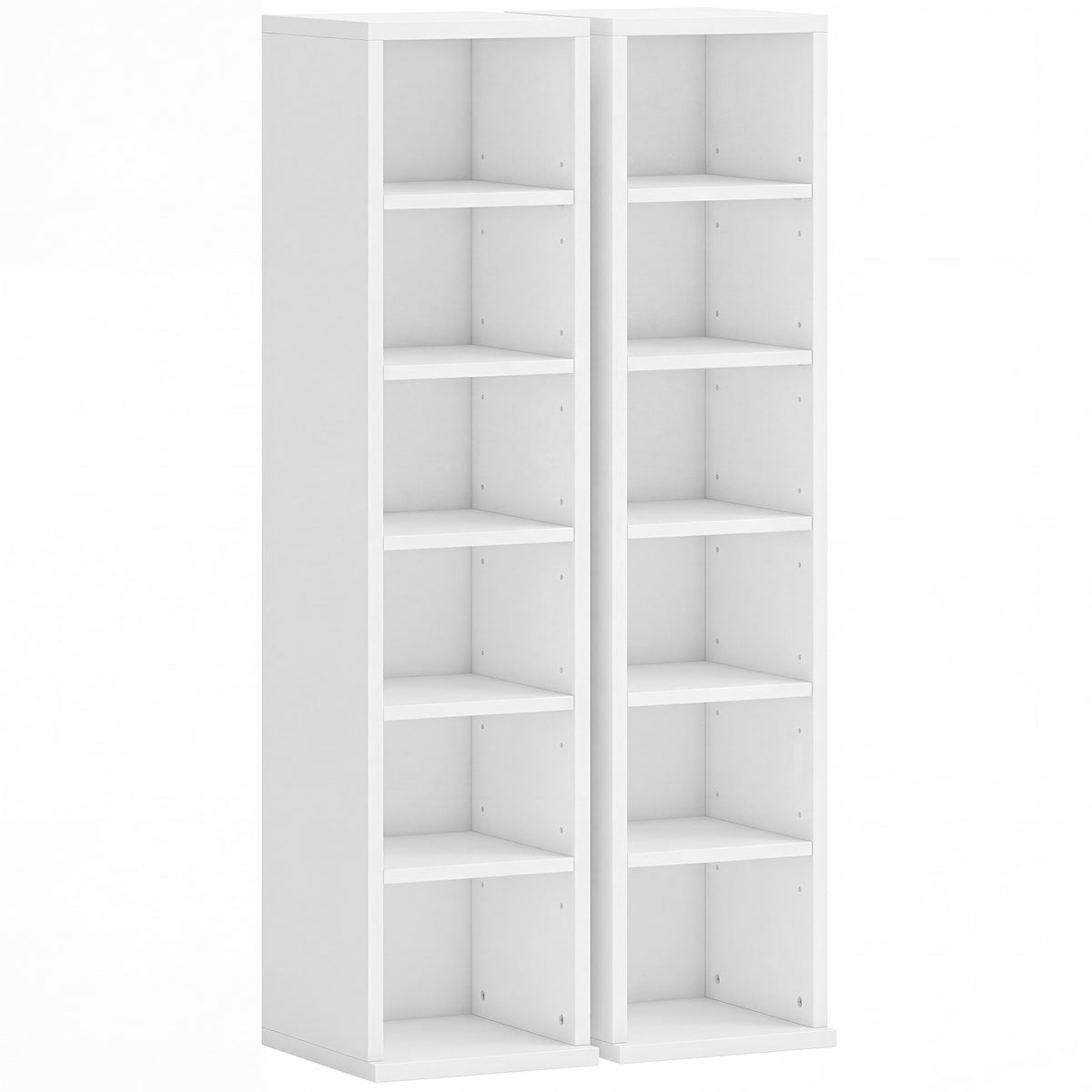 Lot de 2 étagères colonnes armoire de rangement CD-DVD 12 compartiments 21 x 22,5 x 88,5 cm capacité 204 CD blanc-0