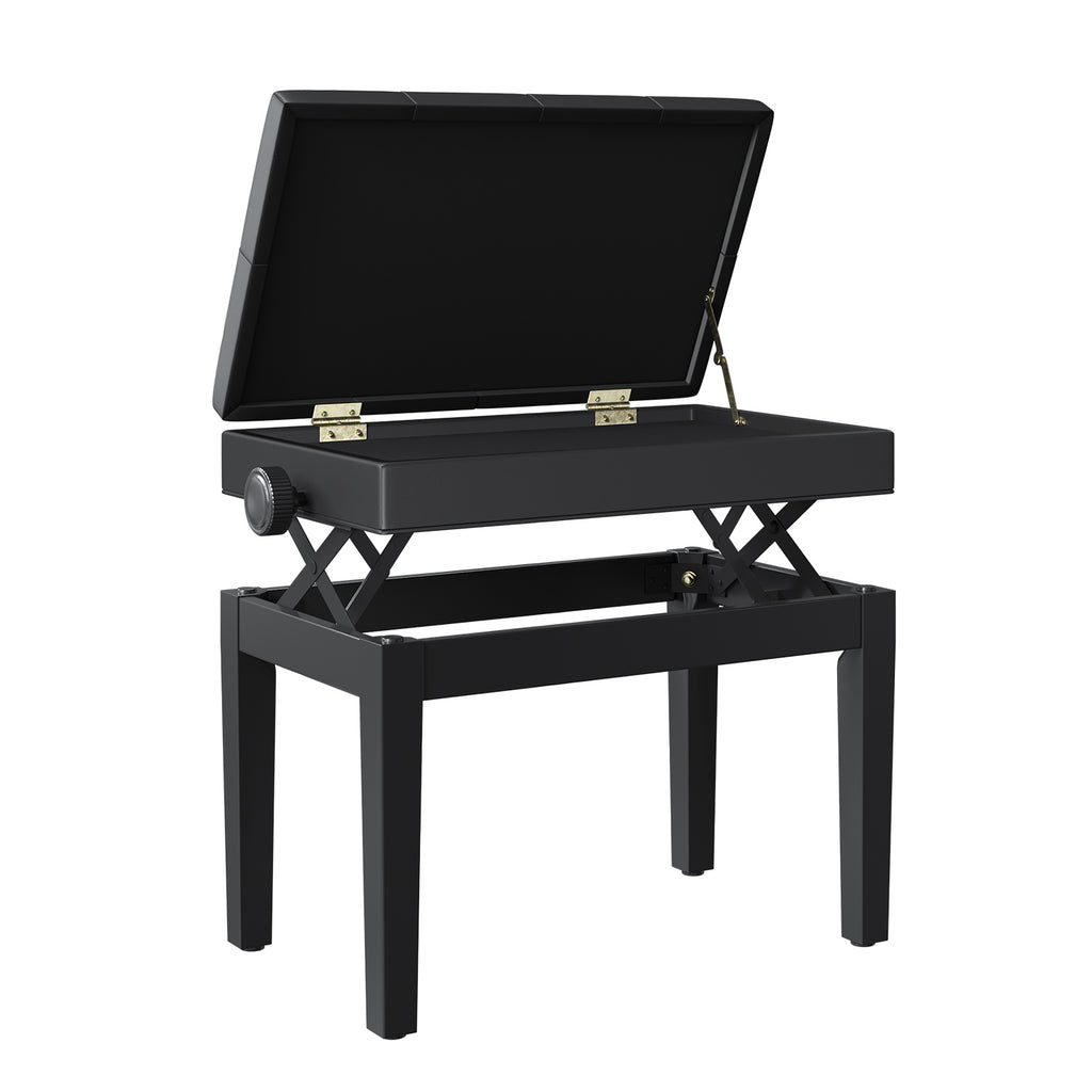 Banc de piano, banc de clavier réglable en hauteur en bois massif, tabouret piano avec compartiment caché, siège rembourré polyuréthane à 10 boutons, stable et antidérapant, charge 200kg, noir-6