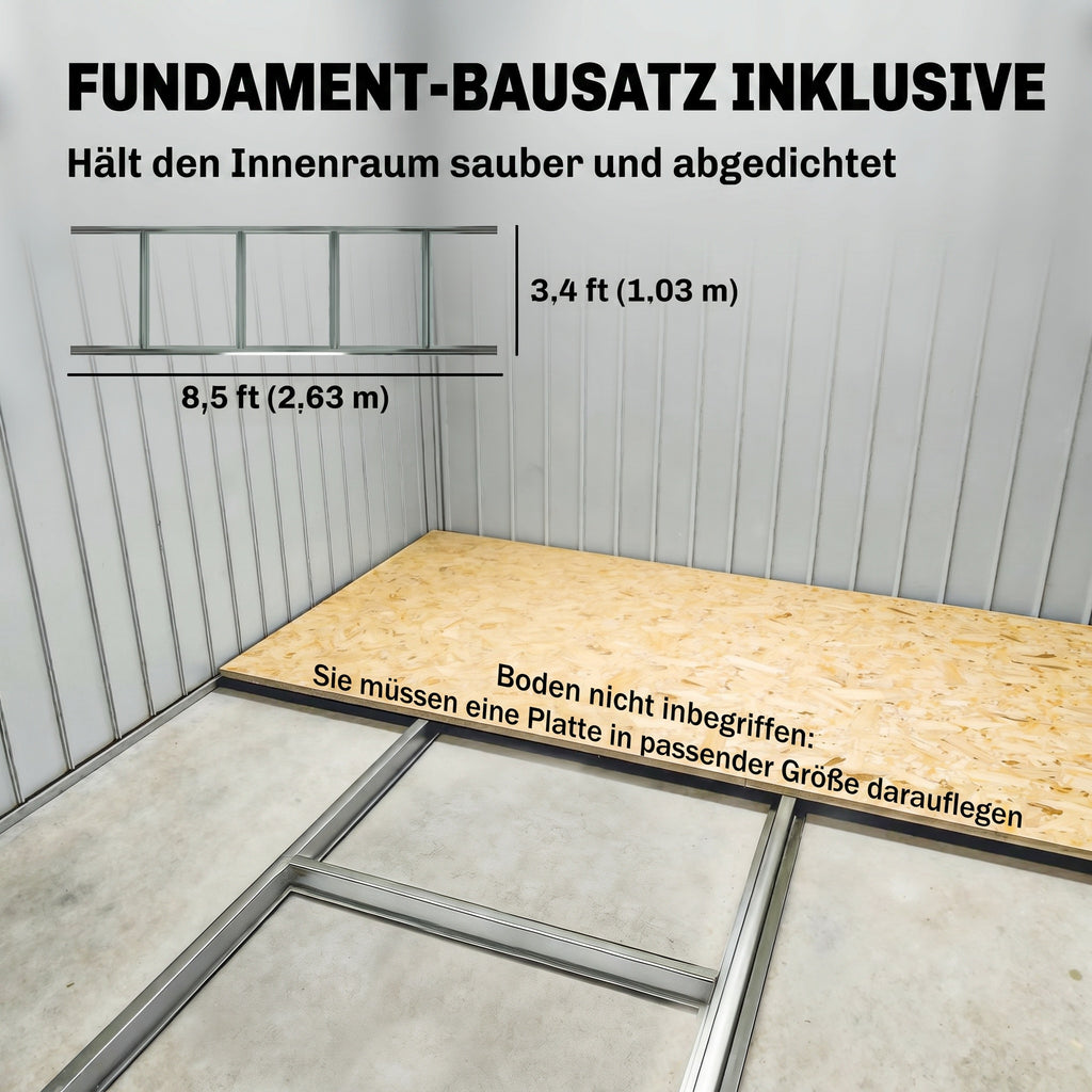 Abri de jardin 5,4 m² 2,77 x 1,95 x 1,92 m kit de fondation porte coulissante ventilations acier galvanisé, vert clair-5