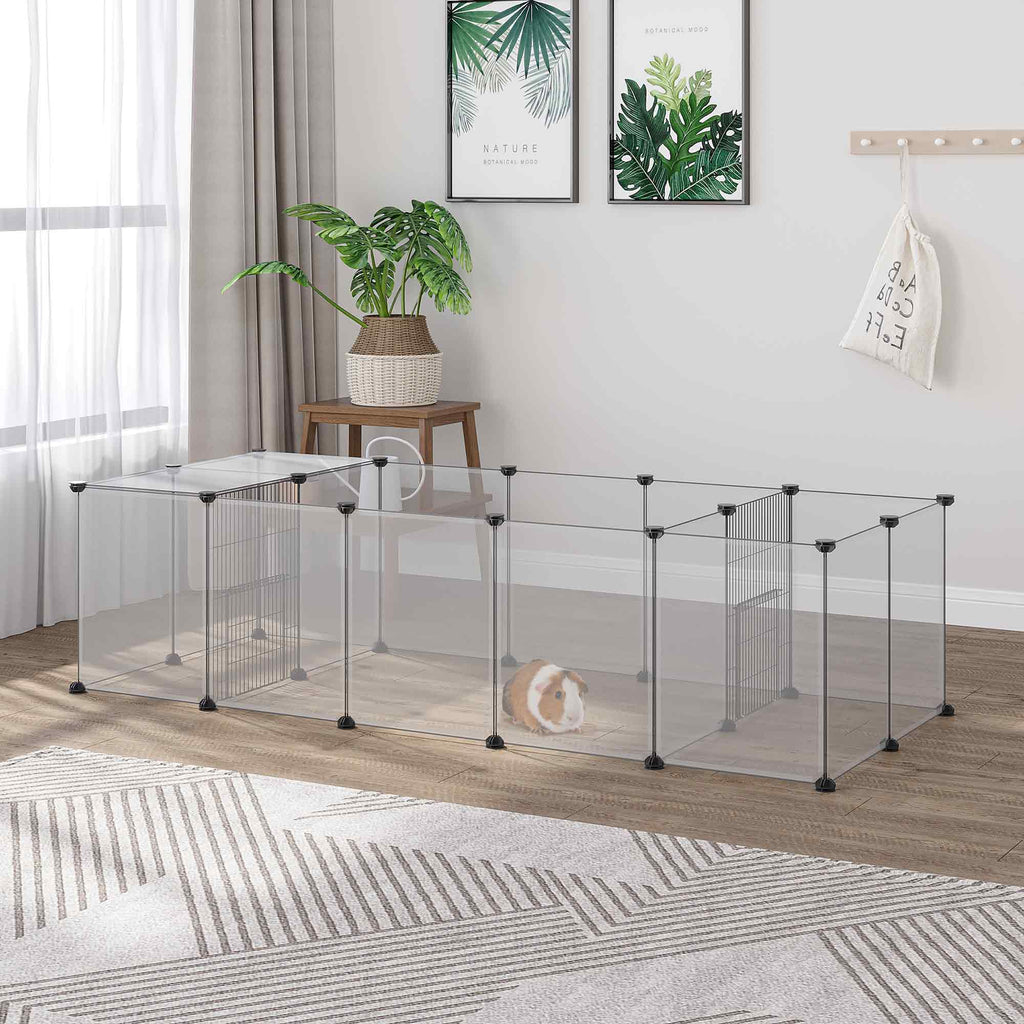 Lot de 2 enclos parc modulable pour petits animaux 40 panneaux pour lapin hamster chiot cochon 175 x 70 x 45 cm blanc-1