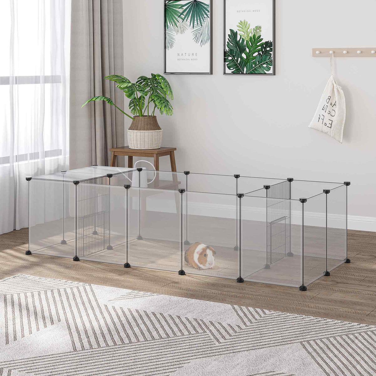 Lot de 2 enclos parc modulable pour petits animaux 40 panneaux pour lapin hamster chiot cochon 175 x 70 x 45 cm blanc-1